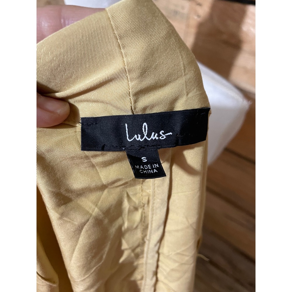 Lulus Blazer Womens Small Yellow Good Tie Waist Shawl Collar Wrap Jacket L245 - Picture 5 of 7